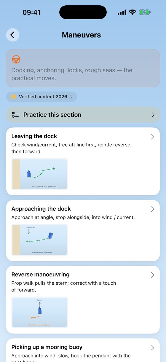Maneuvers with step-by-step diagrams